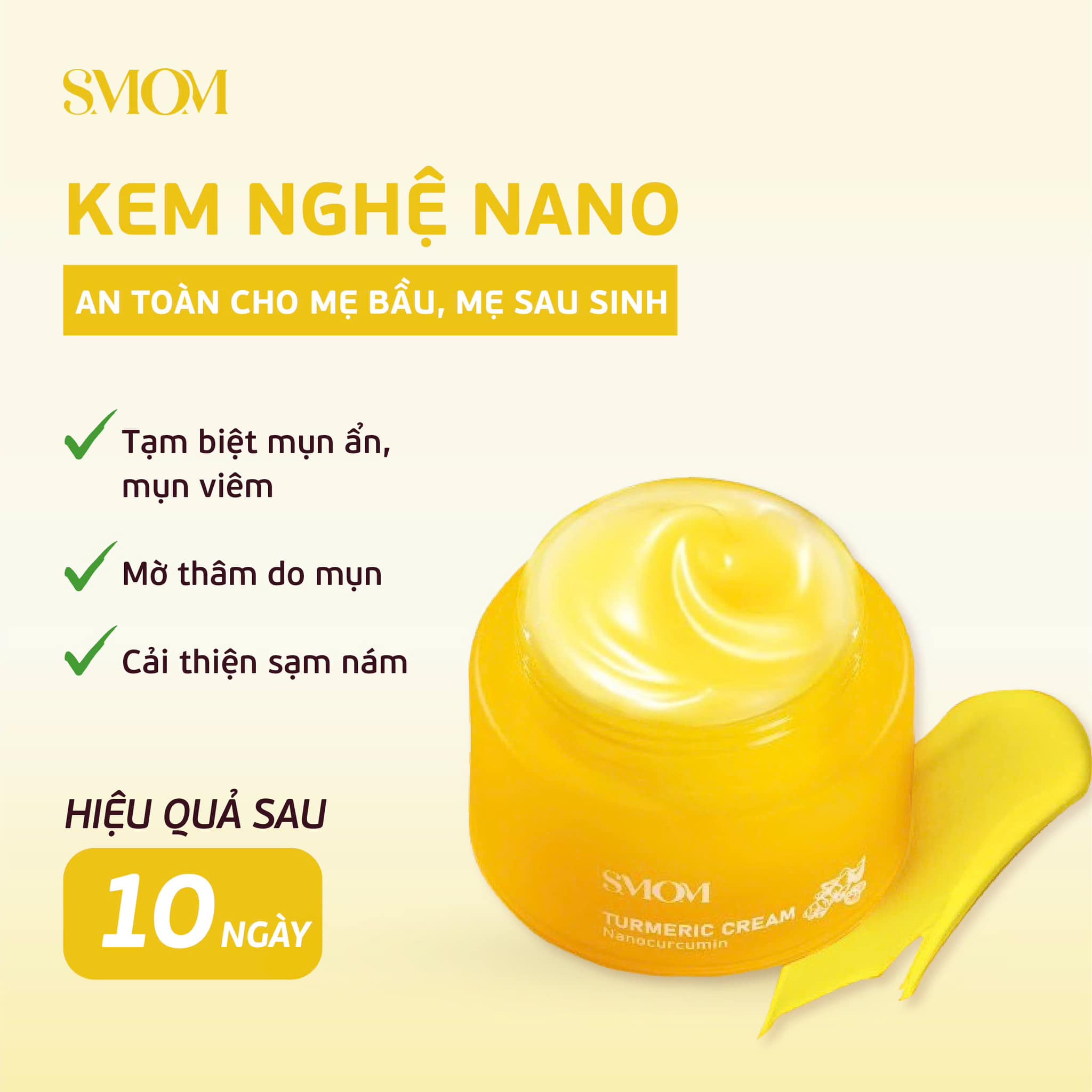 Smom Skin Brightening Turmeric Removes Acne, Dark Spots, Melasma, Freckles, and Nourishes Skin to Be White and Pink, Safe for All Skin Types.