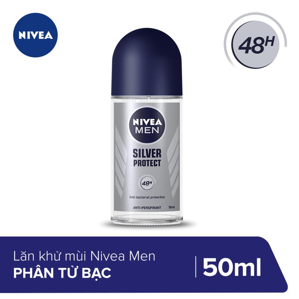 Lăn khử mùi phân tử bạc nivea men silver protect 50ml - 4005808321711
