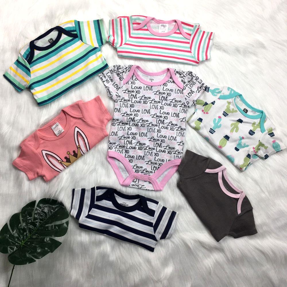 Bộ Bodysuit cộc tay chất cotton cho bé trai, bé gái từ 0-8kg