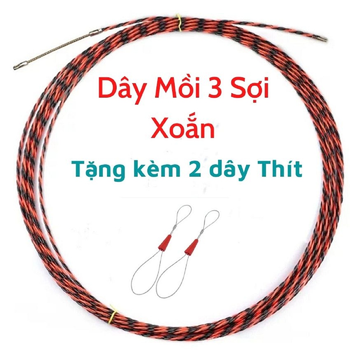 Dây mồi luồn dây điện -nhựa xoắn 3 sợi-đường kính dây 6mm-có các cỡ dây 5m-10m-15m-20m-25m-30m