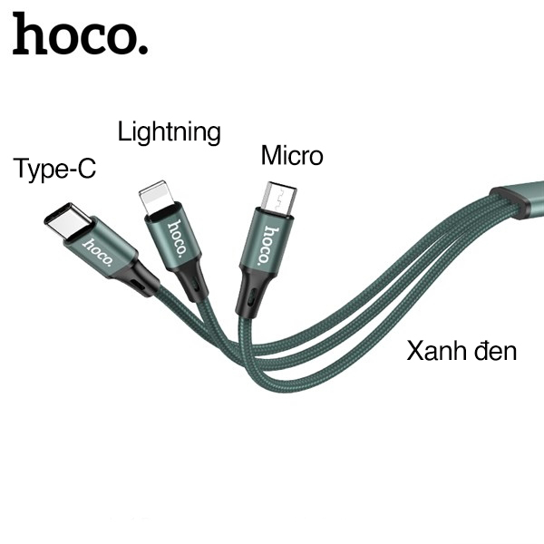 Cáp sạc nhanh dây dù hoco du10 plus 3in1 điện áp 3.0a dài 1m