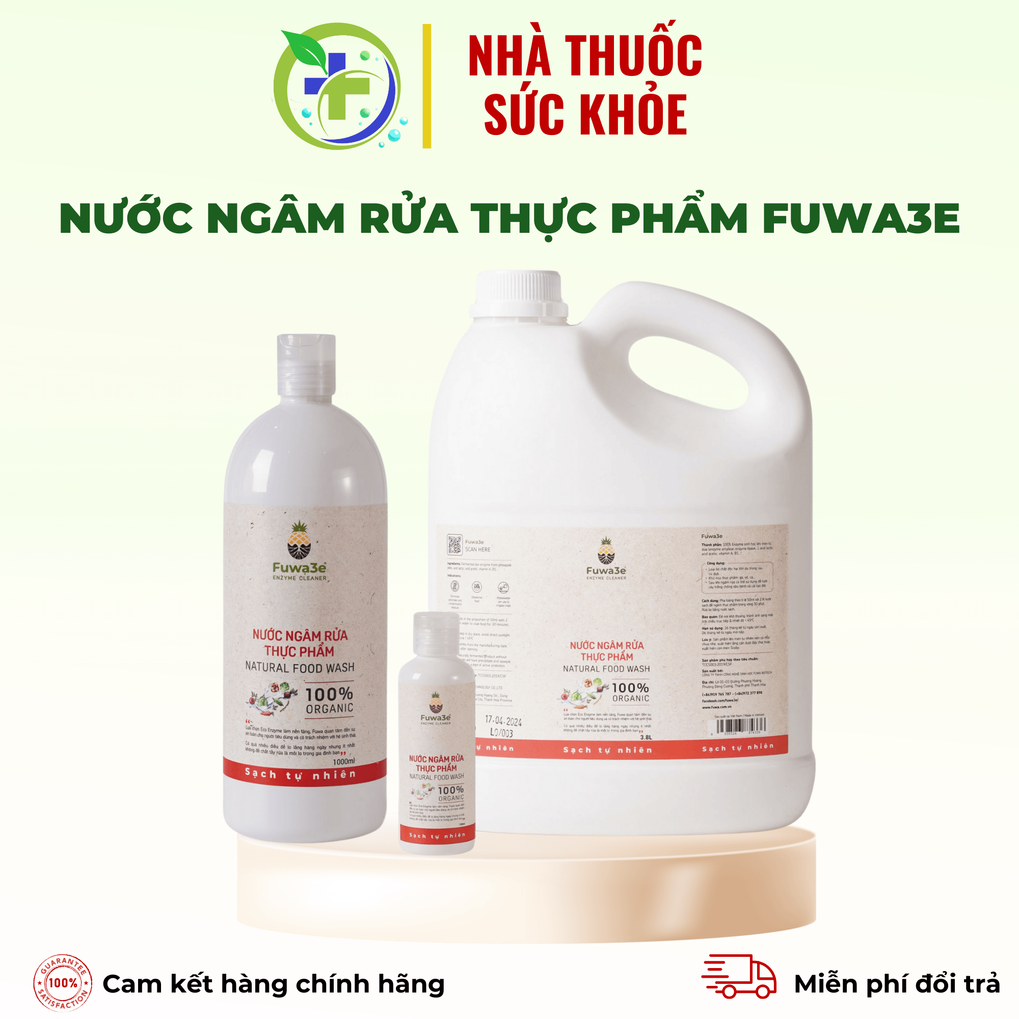 [10 Liter Can] Fuwa3E Food Washing Liquid, Washes Vegetables, Meat and Fish, Biological Enzymes from Pineapple Peel, Effective and Safe Cleaning