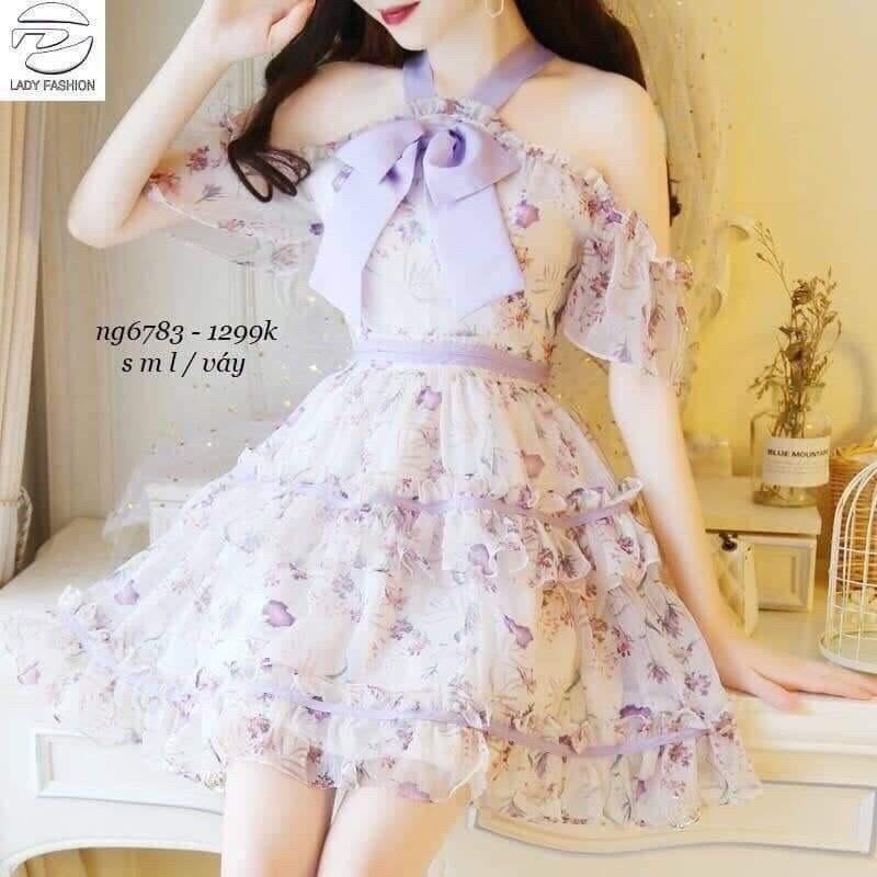 Đầm xòe hở vai sau cao cấp sang trọng