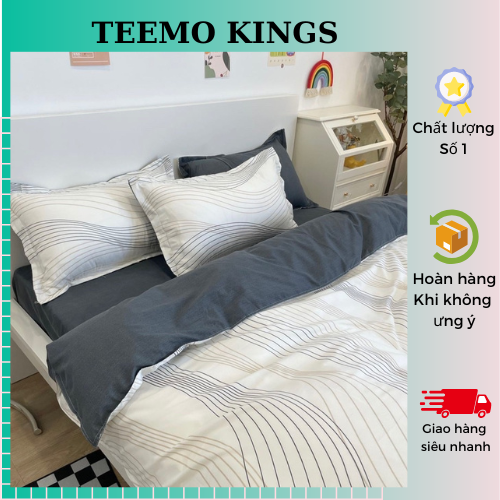 Bộ chăn ga gối cotton poly 3D Hàn Quốc thoáng mát combo 5 món tặng kèm vỏ gối ôm