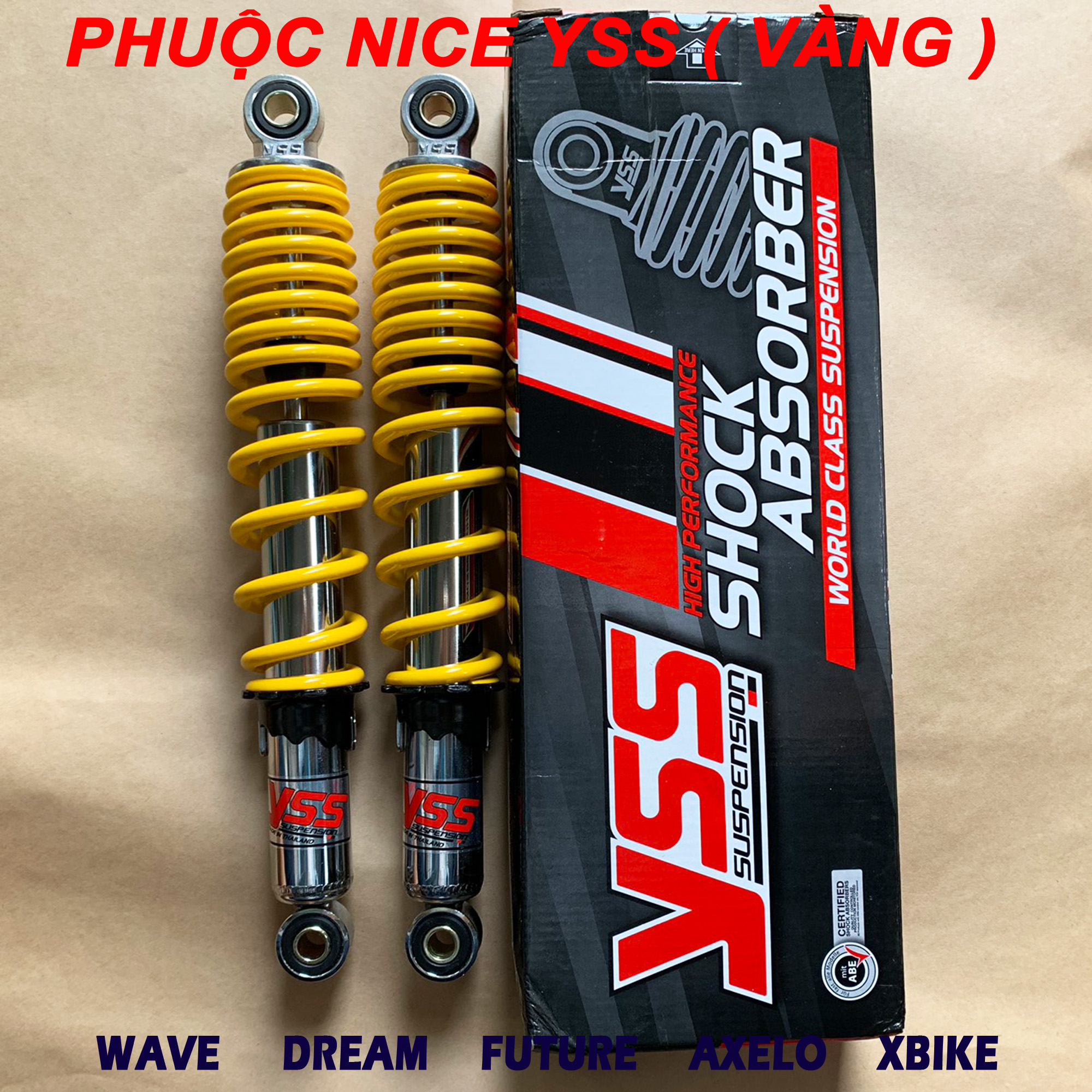 Phuộc Nice Wave Dream Future Axelo Xbike Phuộc Nice YSS màu vàng