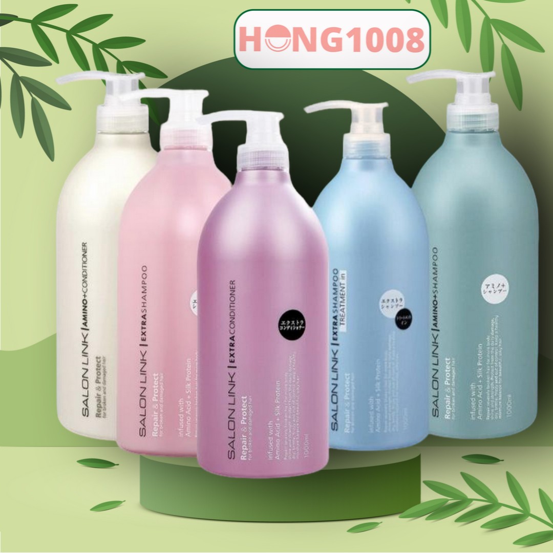 Dầu gội dầu xả Salon Link Extra Shampoo 1000ml của Nhật Bản Màu Hồng - SalonLink dành cho tóc thường - Shop Hong1008