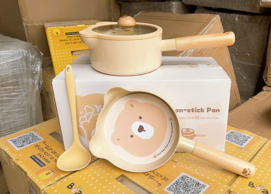 BỘ QUÁNH KÈM CHẢO SHUEHO NẤU CHÁO CHO BÉ 16CM DÙNG CHO CÁC LOẠI BẾP GIA