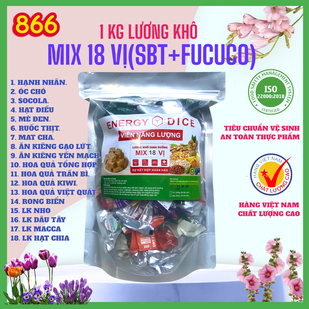 1kg Bag of Dry Food Mixed with 18 Delicious Flavors.