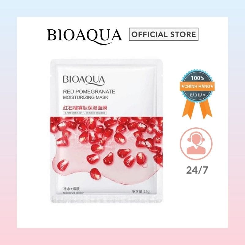 Mặt nạ giấy dưỡng da Lựu Đỏ Bioaqua dưỡng ẩm trắng da hương trái cây nội địa trung Bioaqua store