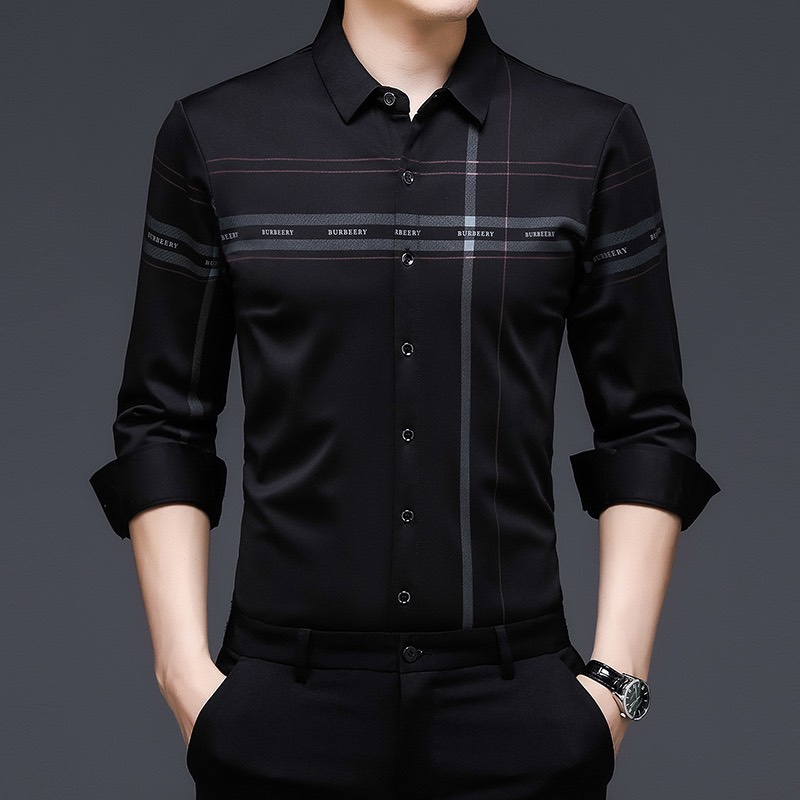 Áo sơ mi nam ngang dọc in chữ mẫu mới  Mã W337 Thời trang OKINAWA Chất vải mềm mại thoáng mát không nhăn không phai màu