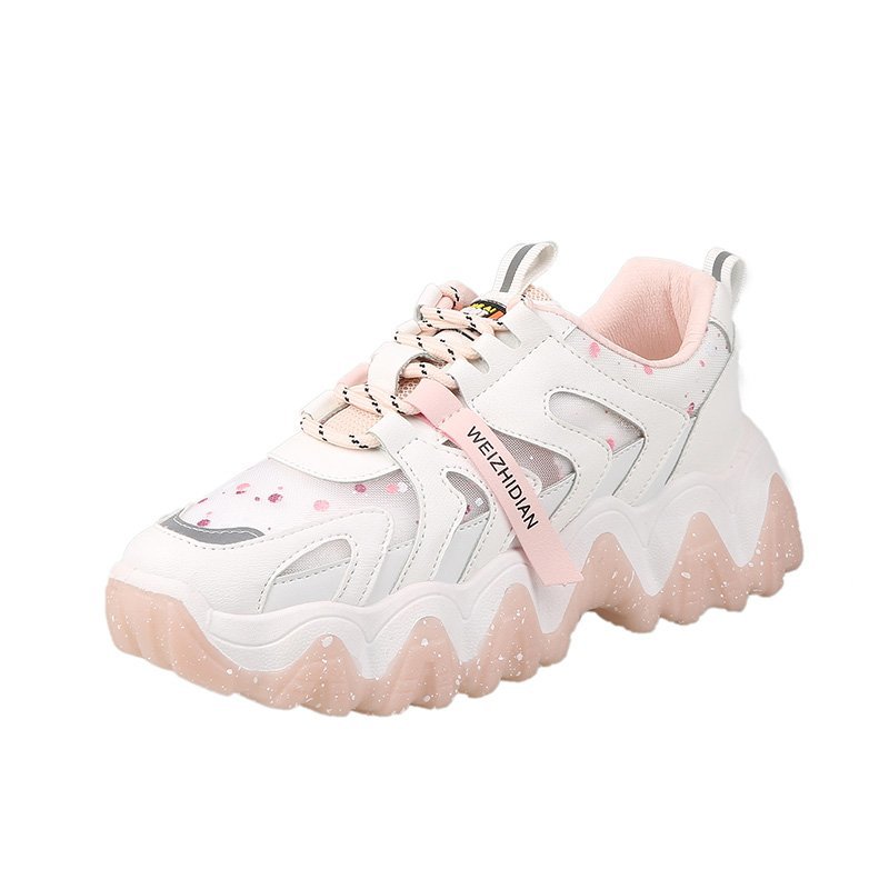 Giày thể thao nữ mũi lưới vẩy sơn 3 màu trắng phối hồng cam xanh chất da cao cấp đế độn tăng chiều cao phong cách ulzzang hàn quốc sử dụng đi học đi làm đi chơi đều được giày nữ sneaker đẹp giá rẻ hot 2023