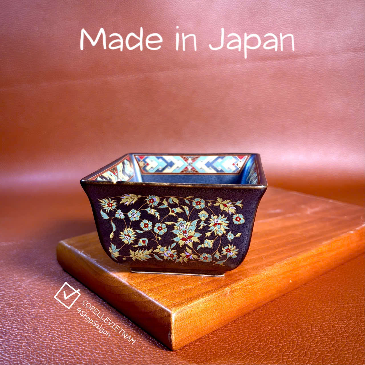 [Hàng Hiếm Japan 100% New] 01 Chiếc Thố Mini Nền Đen Phong Cách Imari Hoàng Gia Vẽ Hoa Lá