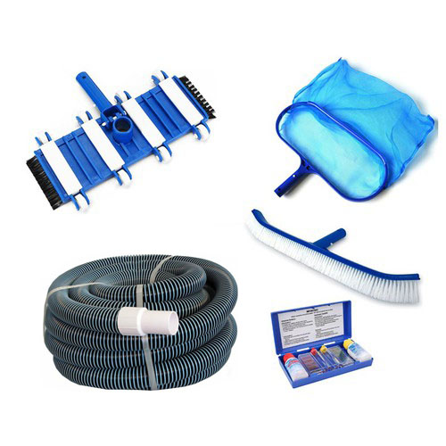 [HCM]Combo 5 dụng cụ vệ sinh hồ bơi: Bàn hút ống mềm 9m vợt rác bàn chải bộ thử pH - Chlorine