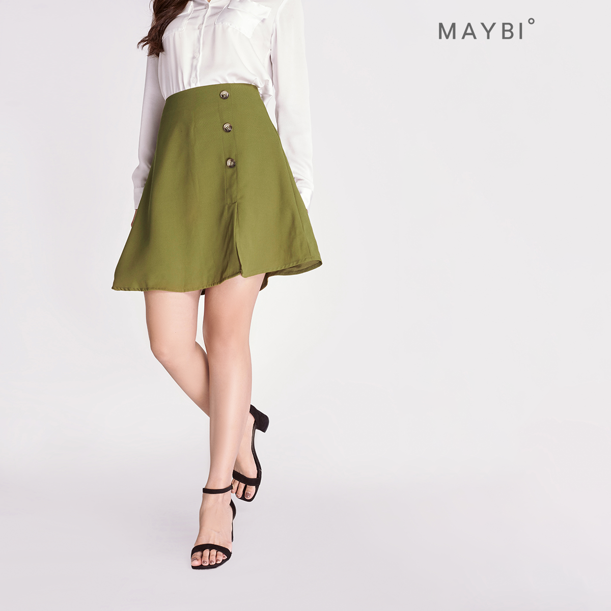 [NHẬP MÃ FALAZSOCIAL0830K GIẢM NGAY 30K] Chân váy MAYBI lụa chéo Skater A Skirt