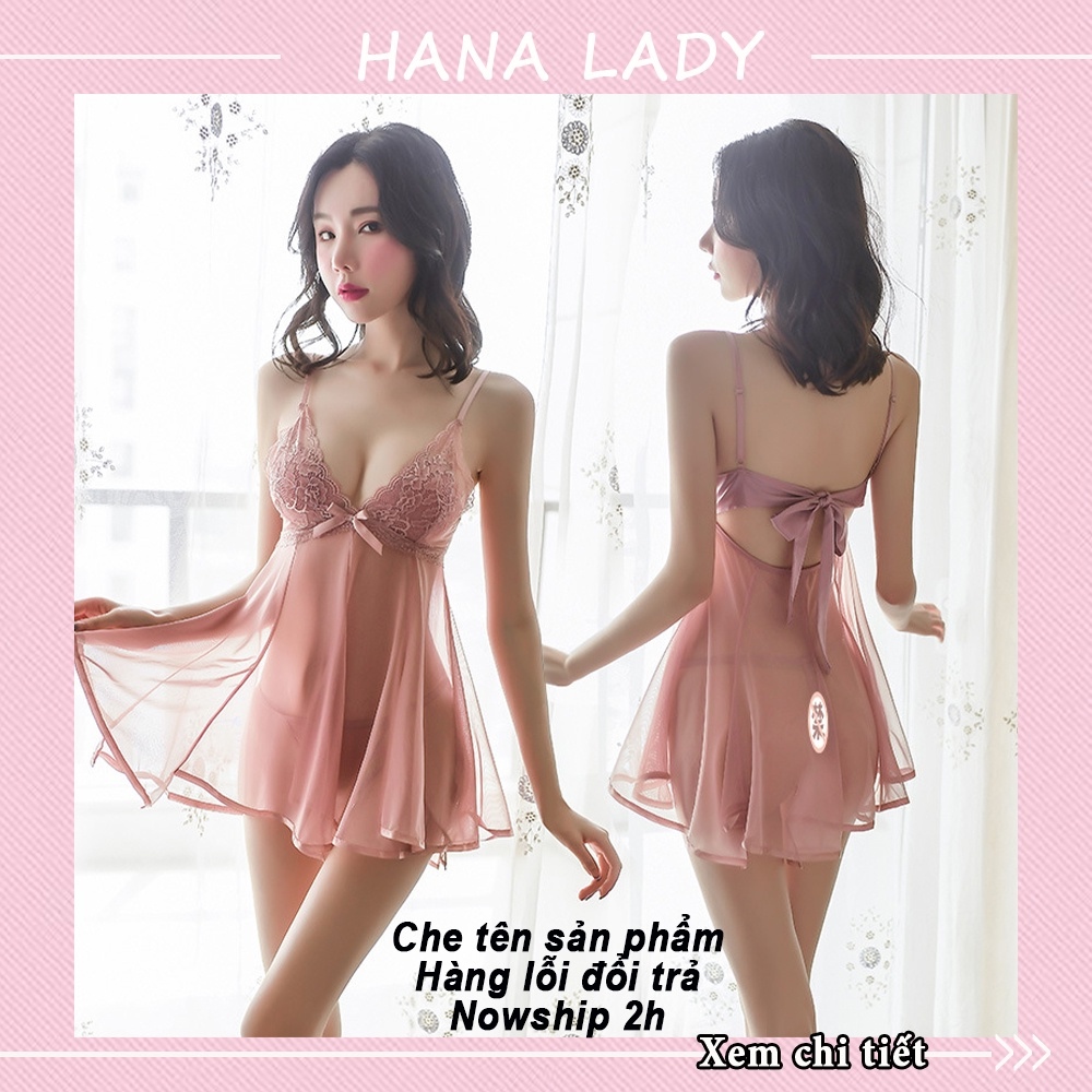 Váy ngủ 2 dây xuyên thấu sexy đồ ngủ nữ quyến rũ gợi cảm VN448