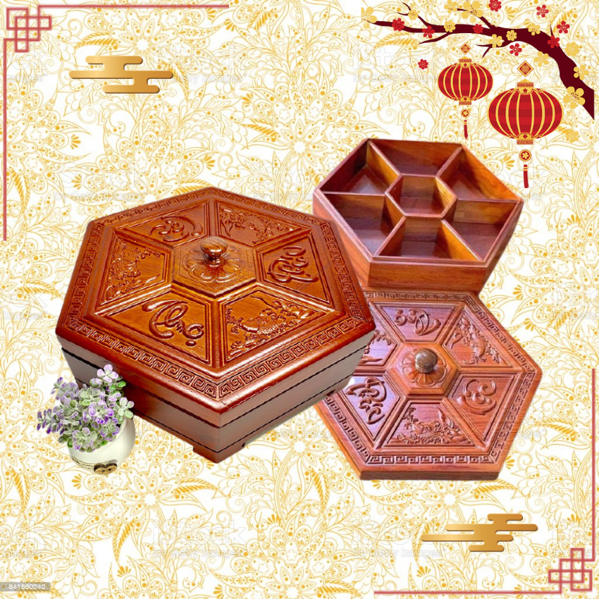 Khay mứt tết gỗ hương, khay đựng bánh kẹo gỗ hương - điểm nhấn không thể thiếu trên bàn trà gia chủ ngày tết