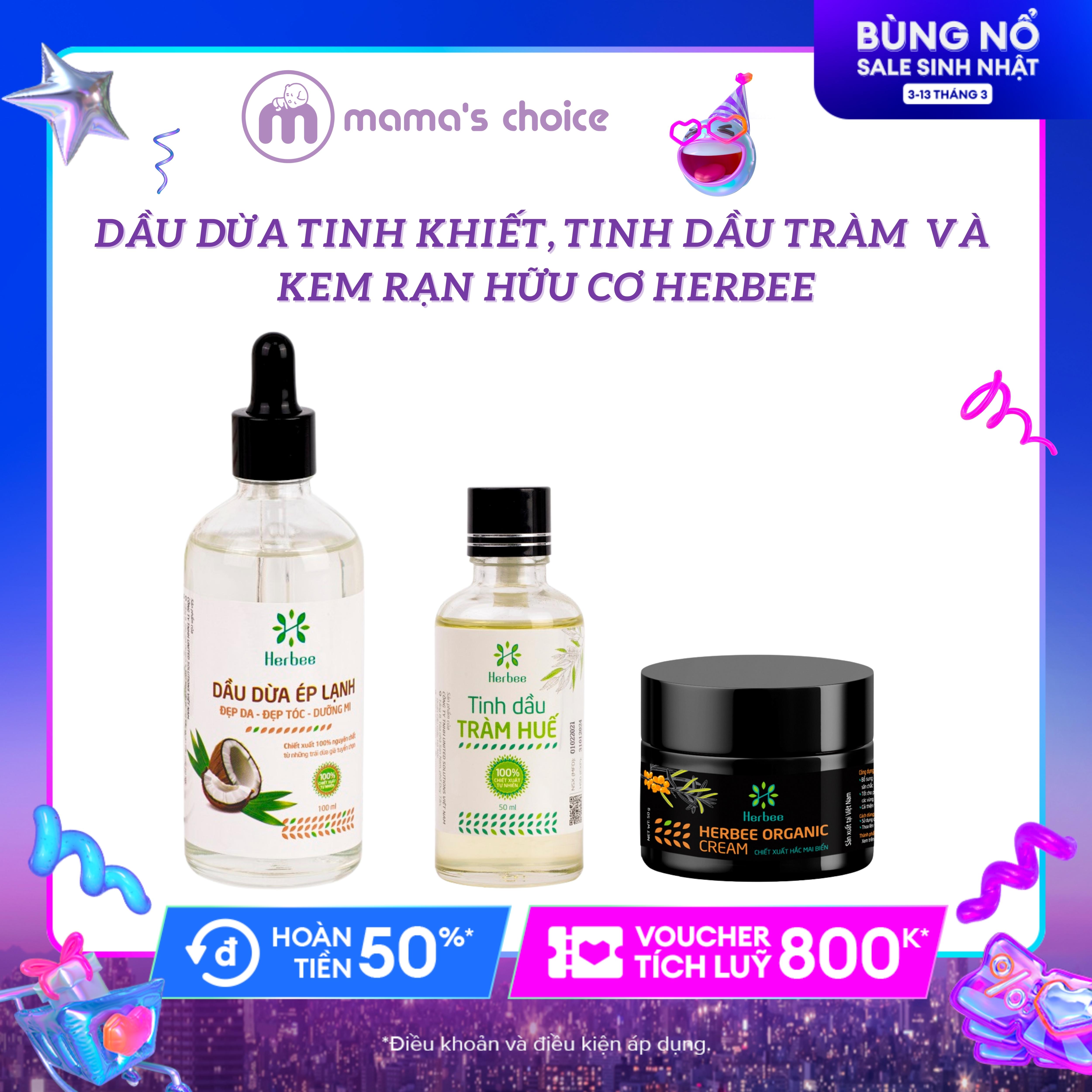 Dầu dừa nguyên chất , tinh dầu tràm , kem rạn da herbee, combo 100% thiên nhiên và hữu cơ