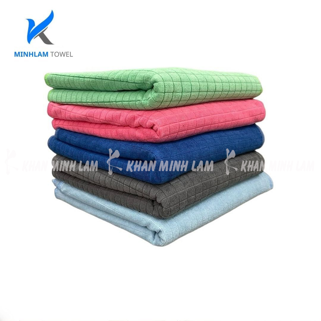 Combo 5 khăn lau xe hơi bằng sợi microfiber thấm nước mềm mại chống xướt xe.kt 40x40,40x60,50x55cm.