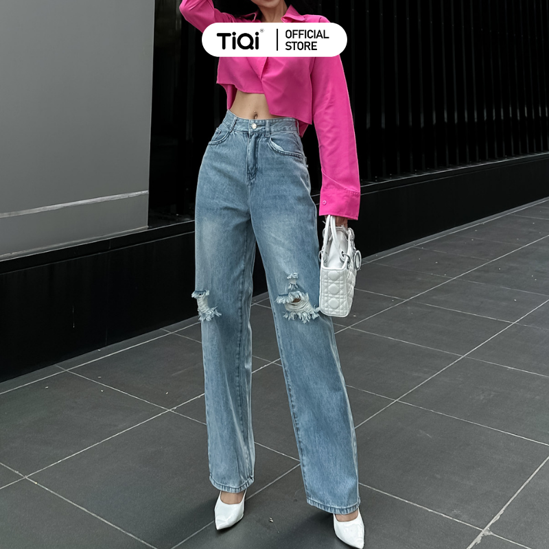 Quần jean ống rộng rách gối túi kiểu mới TiQi Jeans B2-250