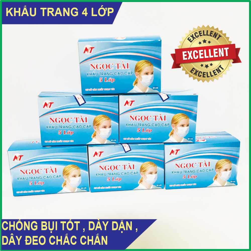 Hộp 50 Cái Khẩu Trang Y Tế 4 Lớp Ngọc Tài ( Kiểm Duyệt Y Tế, Giấy Tờ Đi Đường Đầy Đủ ,Cho Kiểm Tra Hàng Trước Khi Nhận)