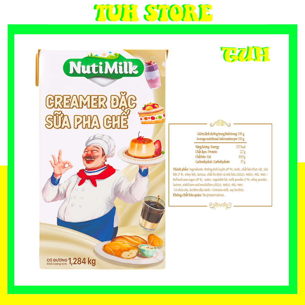 Creamer Nuti, Sữa Đặc Có Đường Nuti Hộp Giấy Trắng 1,284kg-TUH