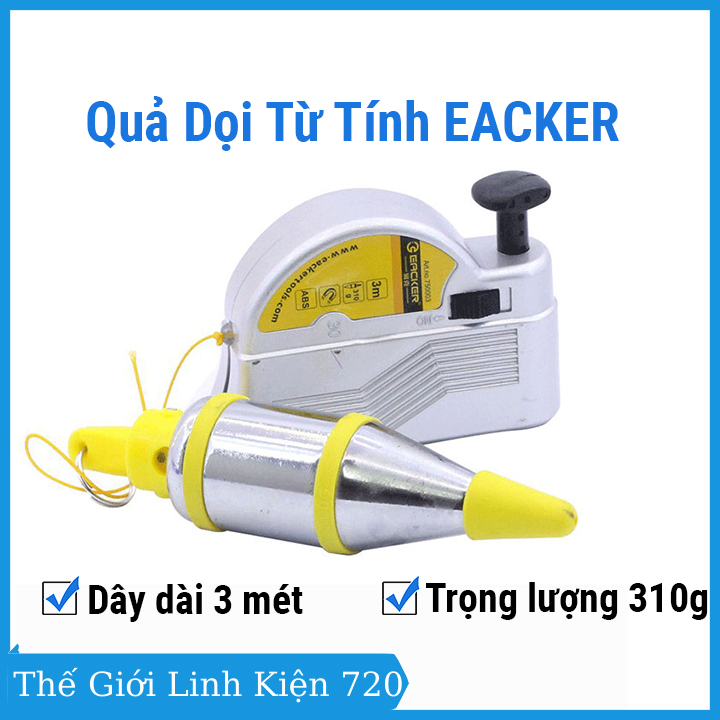 Quả dọi từ tính EACKER 3m 310g có nam châm và ghim đính làm việc trên nhiều bề mặt trong xây dựng, thiết kế, thi công...