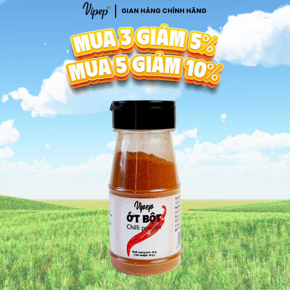 Ớt bột chỉ thiên tự nhiên vipep hũ nhựa 45g