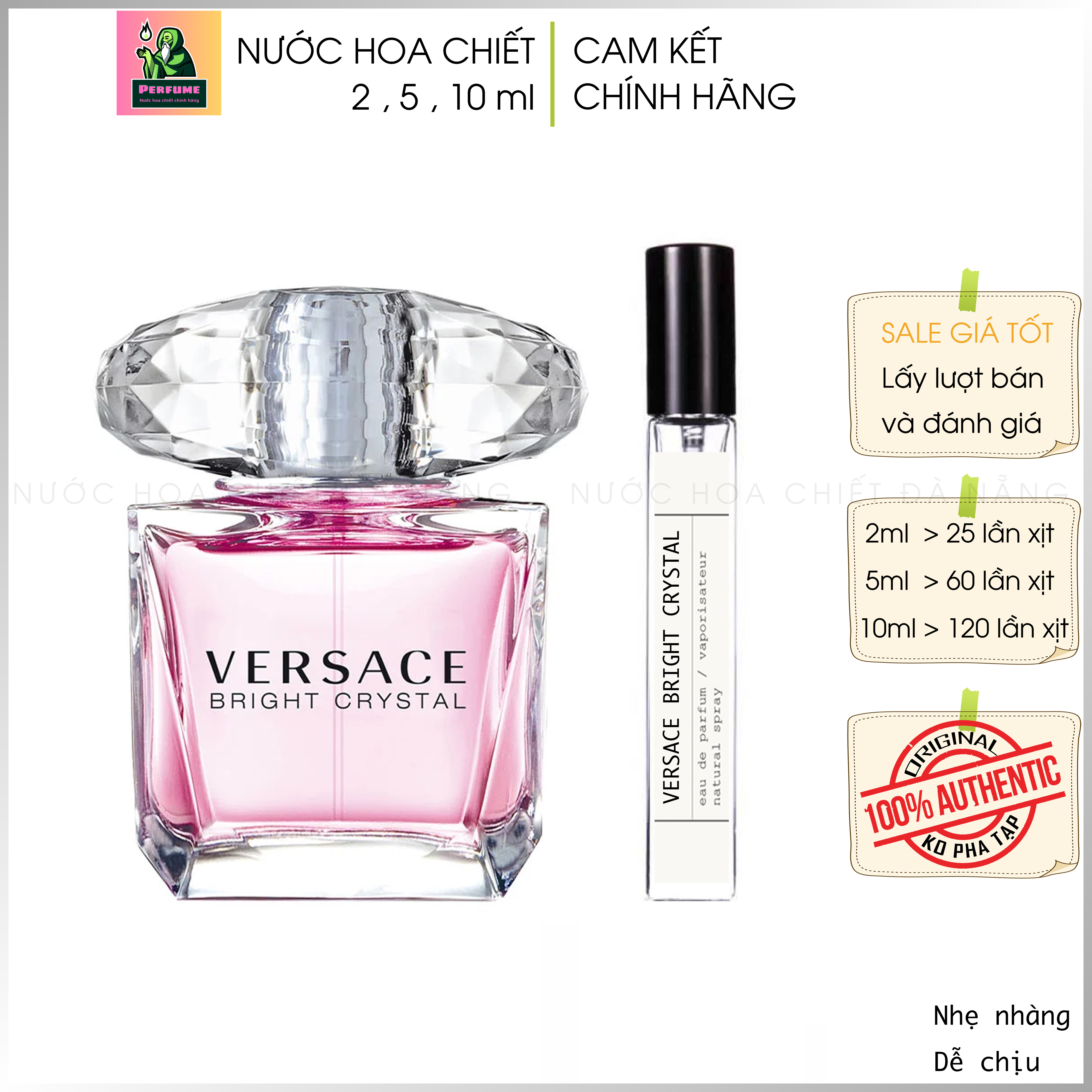 Nước hoa versace bright crystal chiết 2ml 5ml 10ml - cam kết chính hãng