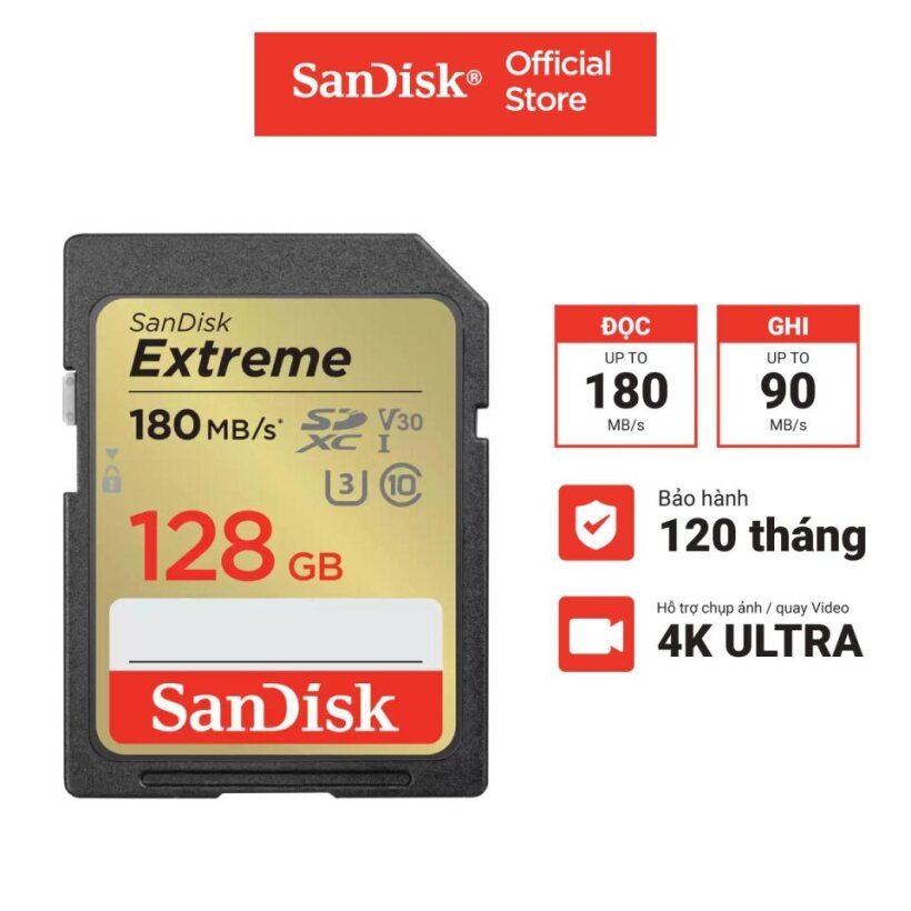 Thẻ nhớ SDXC SanDisk Extreme U3 V30 32GB - 64GB - 128GB