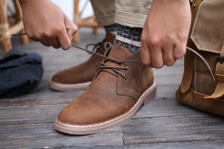 Giày boot nam da bò sáp cao cấp cổ lửng. •CHUKKA BROWN - Steeler, đế khâu,  phong cách workwear. 