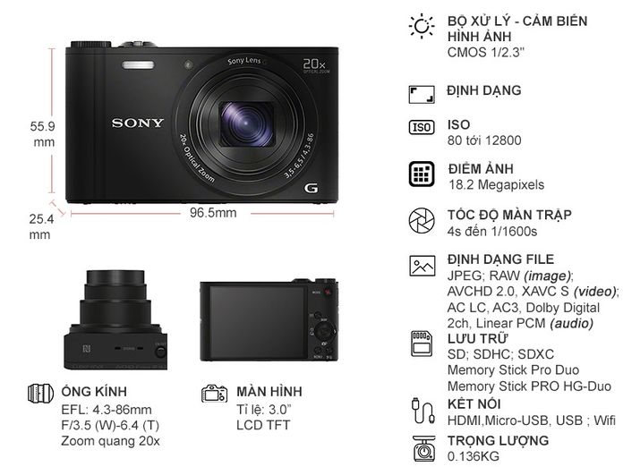 Máy ảnh sony dsc-wx350 chụp ảnh 4k sony cybershot bảo hành 2 năm