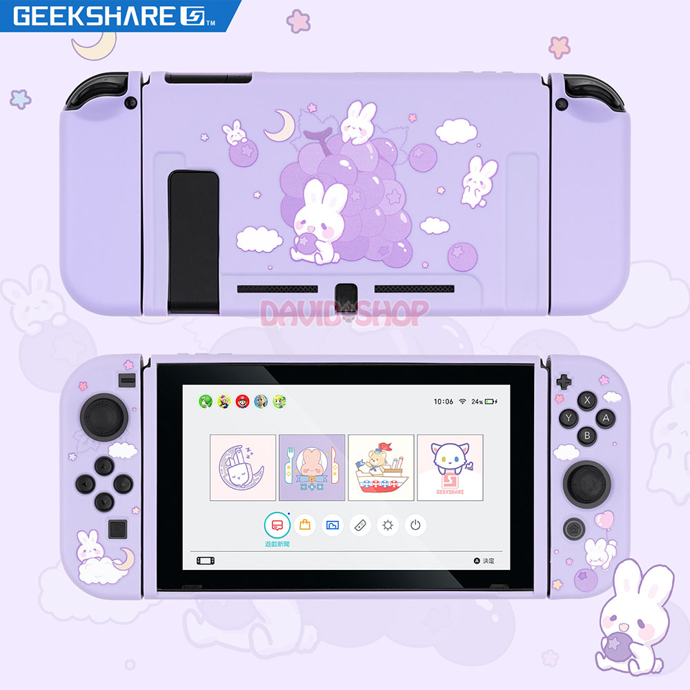 [HCM]Ốp lưng + case Joy-Con chủ đề Thỏ Con Ăn Nho dẻo cao cấp hãng Geekshare cho Nintendo Switch