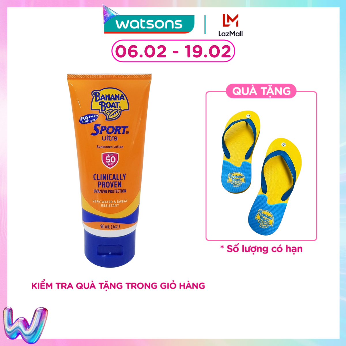 [MUA LÀ CÓ QUÀ] Kem Chống Nắng Thể Thao Banana Boat SPF50 90ml