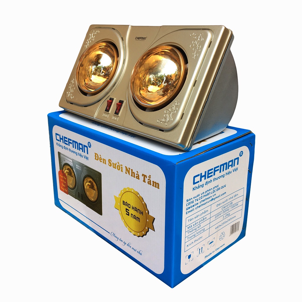 Đèn sưởi nhà tắm 2 bóng cm-612b cống suất 500w nhựa abs chống cháy tiện dụng