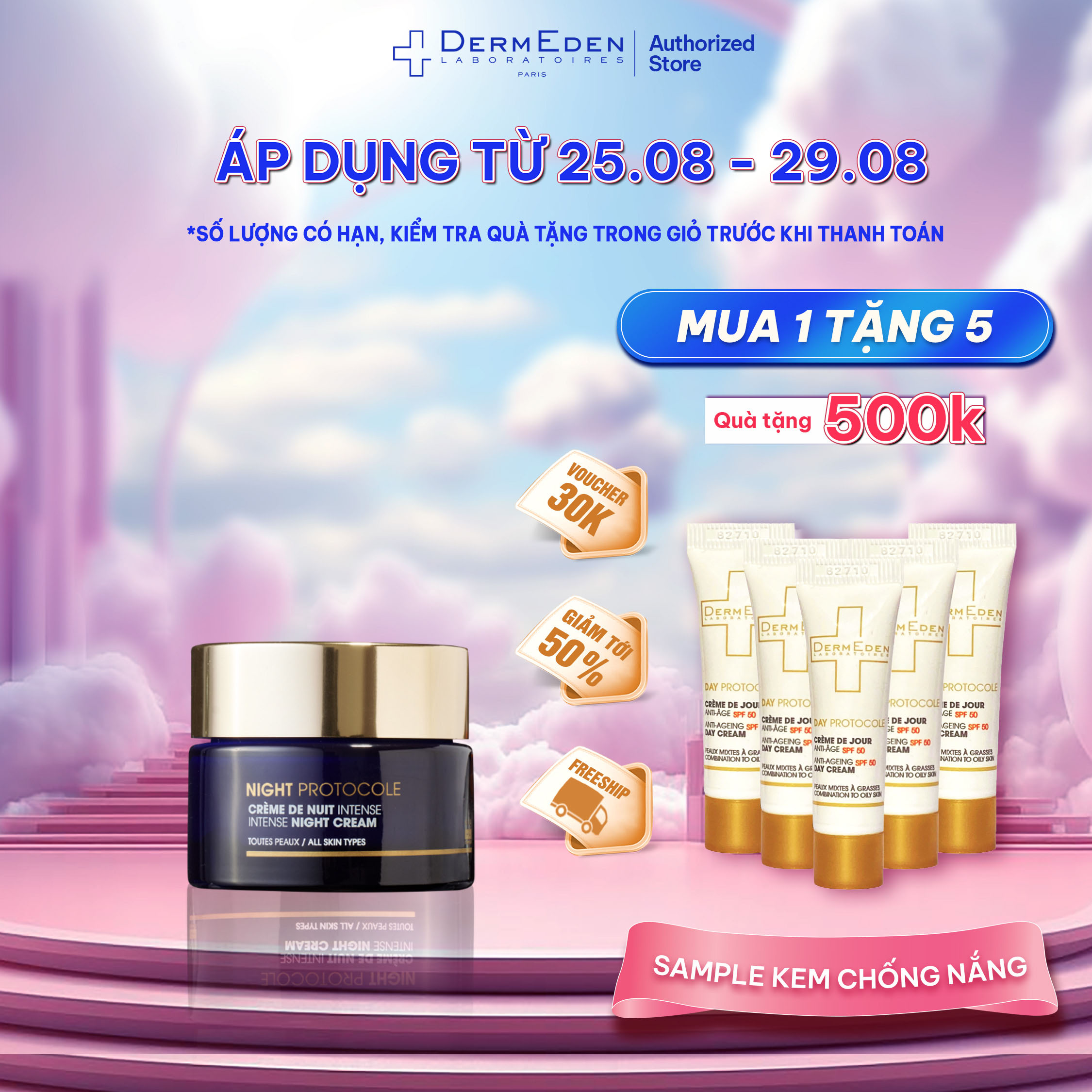 Kem dưỡng ẩm giảm nám, tàn nhang chống lão hoá DermEden Night Cream Retinol 1% + Niacinamide 5%