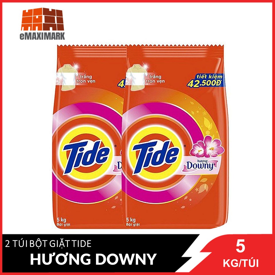Combo 2 bột giặt tide hương downy túi 5kg