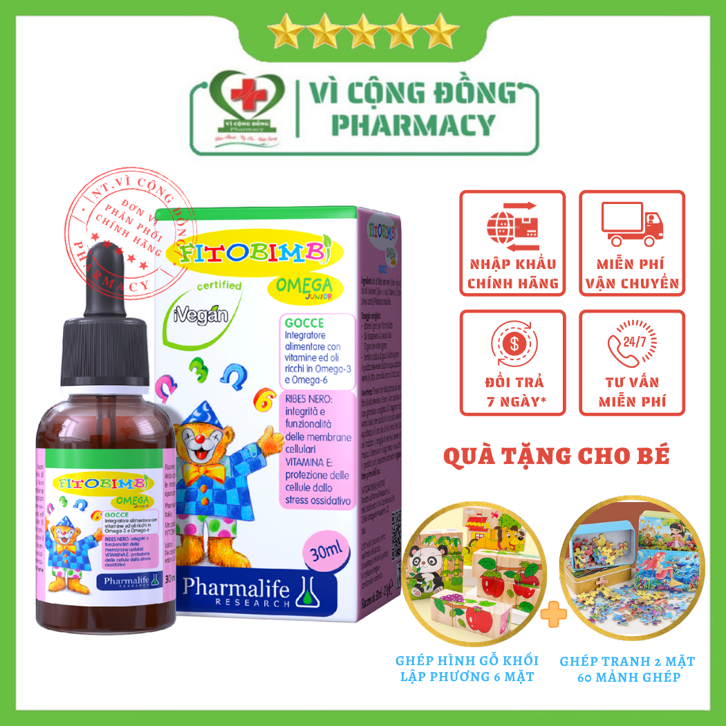Fitobimbi Omega Junior vitamin dạng siro 30ml giúp phát triển não bộ, thông minh, tăng cường thị lực dùng được cho trẻ sơ sinh và trẻ nhỏ