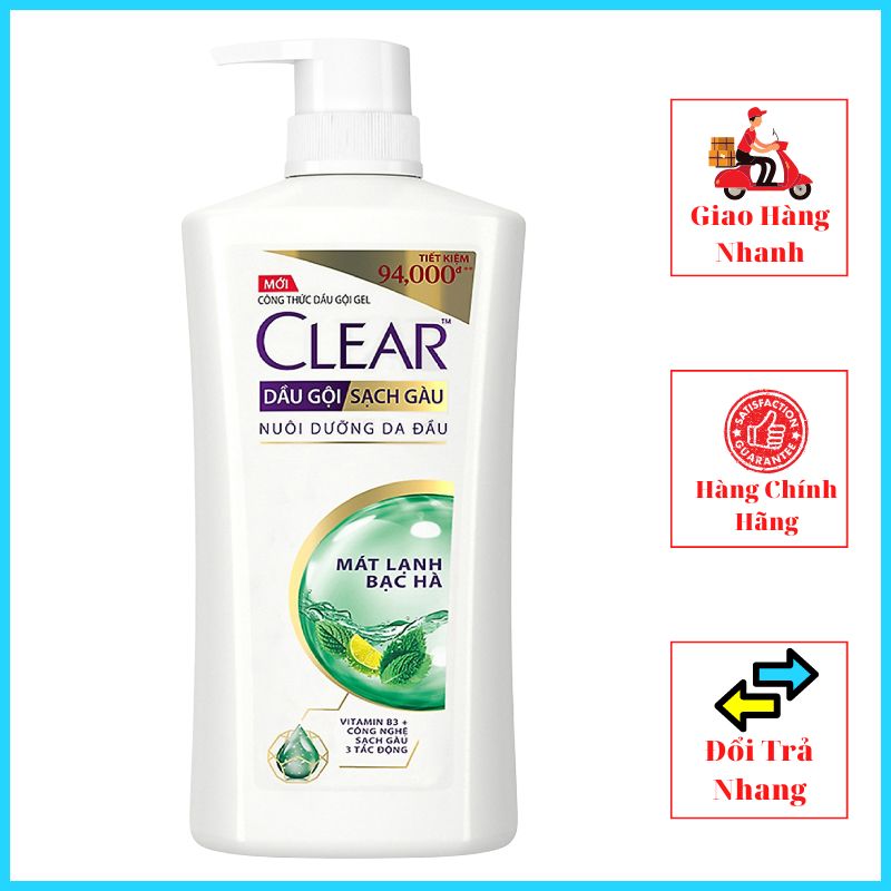 Dầu gội clear bạc hà mát lạnh 2 loại, 630ml và 900ml mdgc01