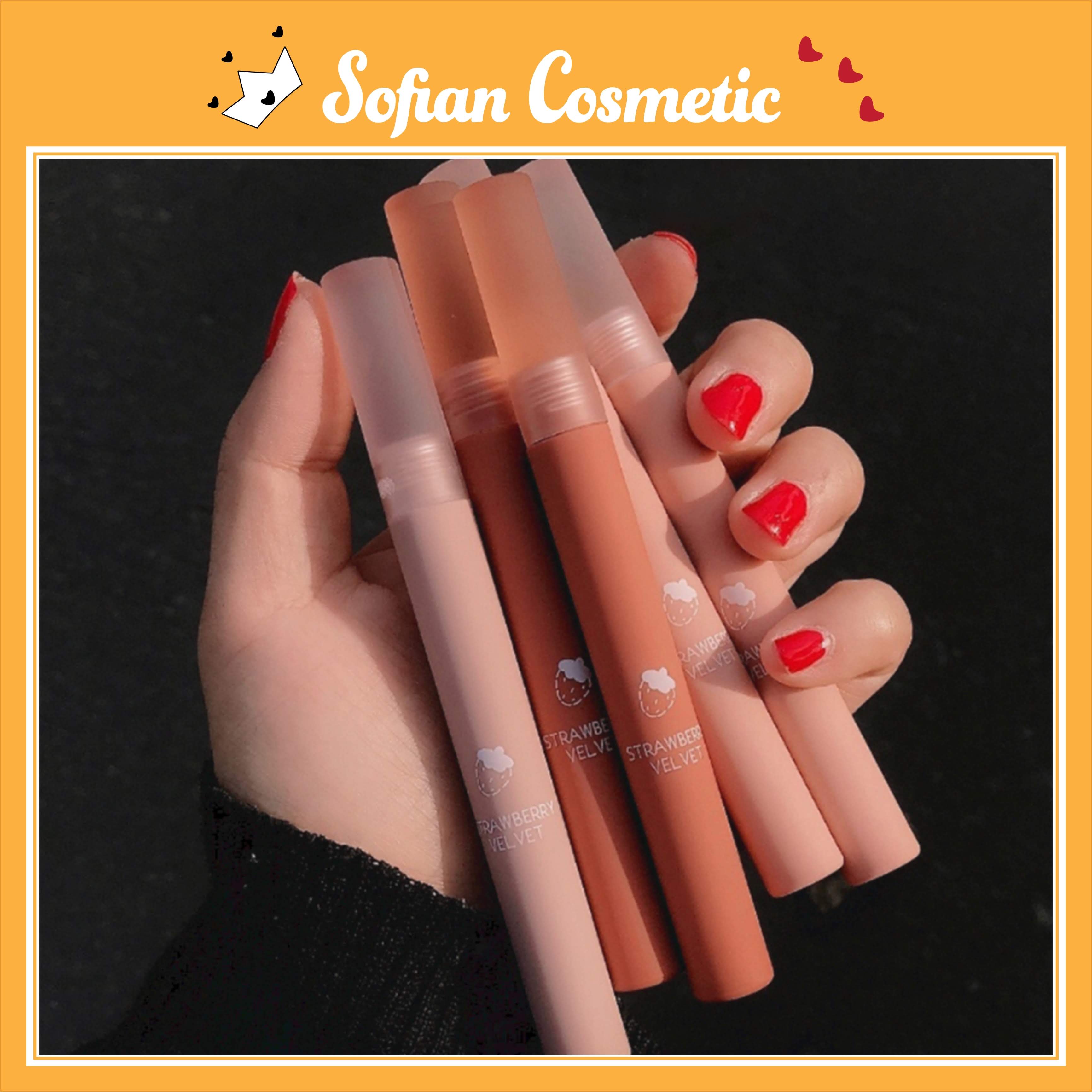 XIYUAN - Son kem lì nội địa Trung Xiyuan dâu tây Strawberry Lip Mud Lipstick ngọt ngào, siêu lì, mềm mượt mịn - Sofian Cosmetic