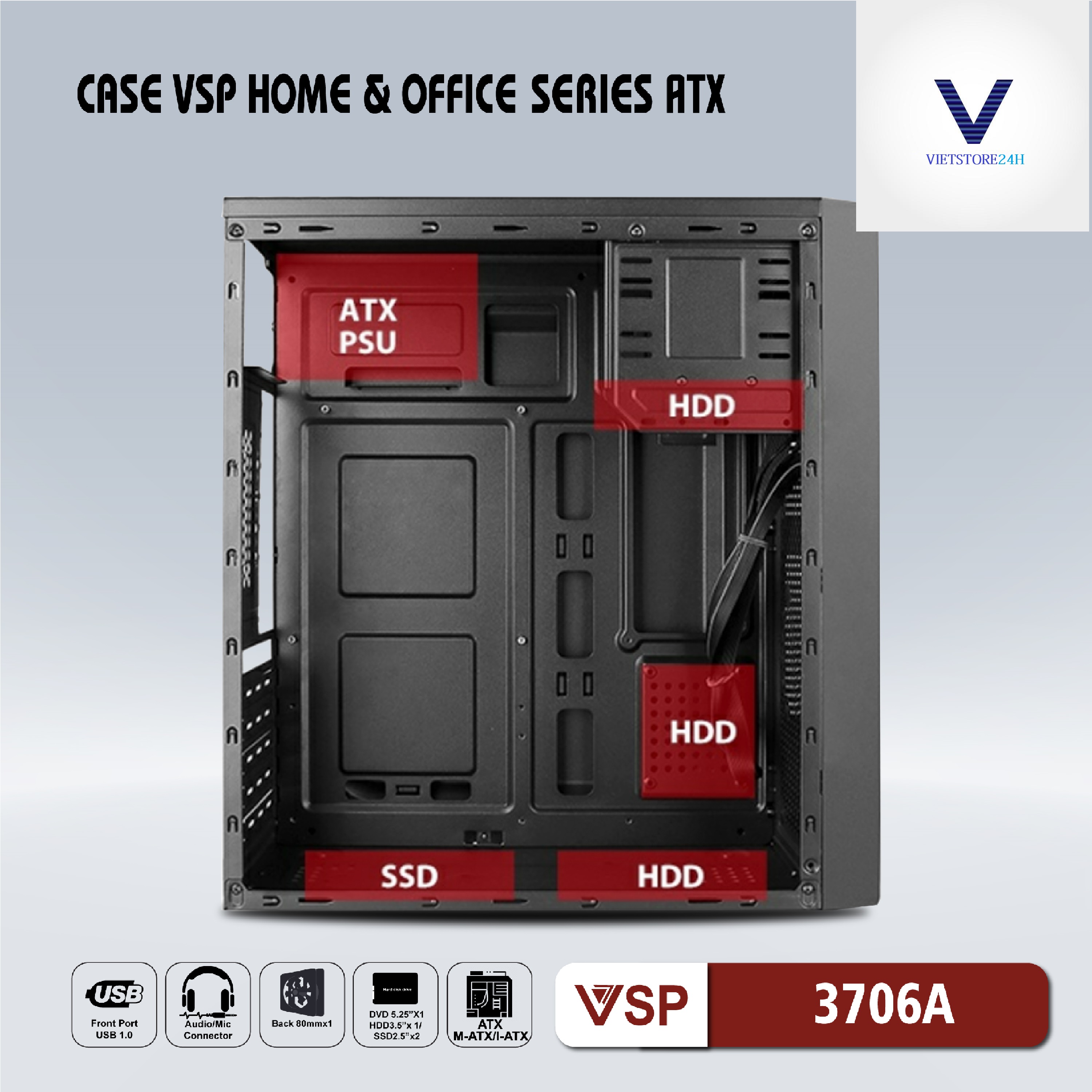Case VSP 3706A (Chuẩn ATX)