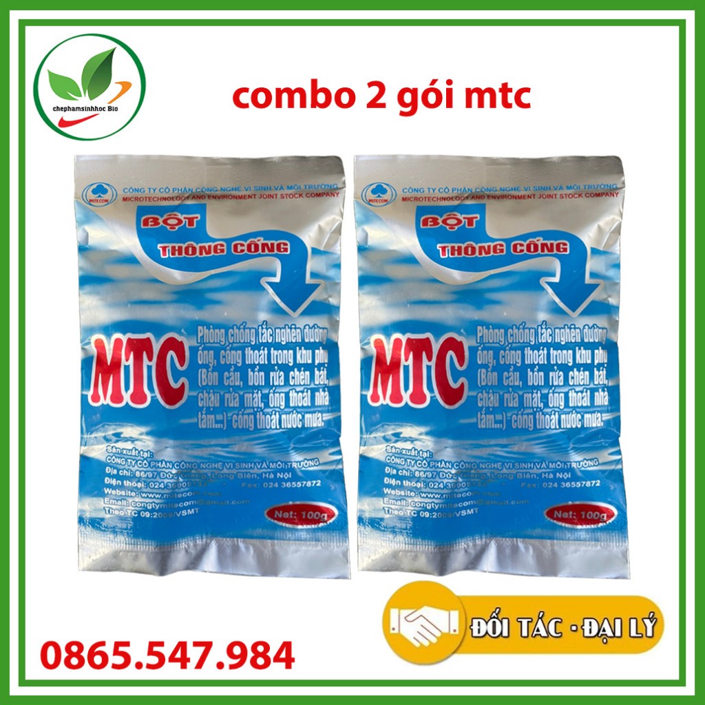 Combo 2 gói. Bột thông cống MTC. Xử lý các hầm cầu, cống, bồn rửa chén. Gói 100g