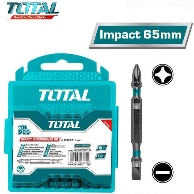 Bộ 10 mũi bắt vít hai đầu ph2+sl6.0*1.0x65 mm total tacim16hl133 -