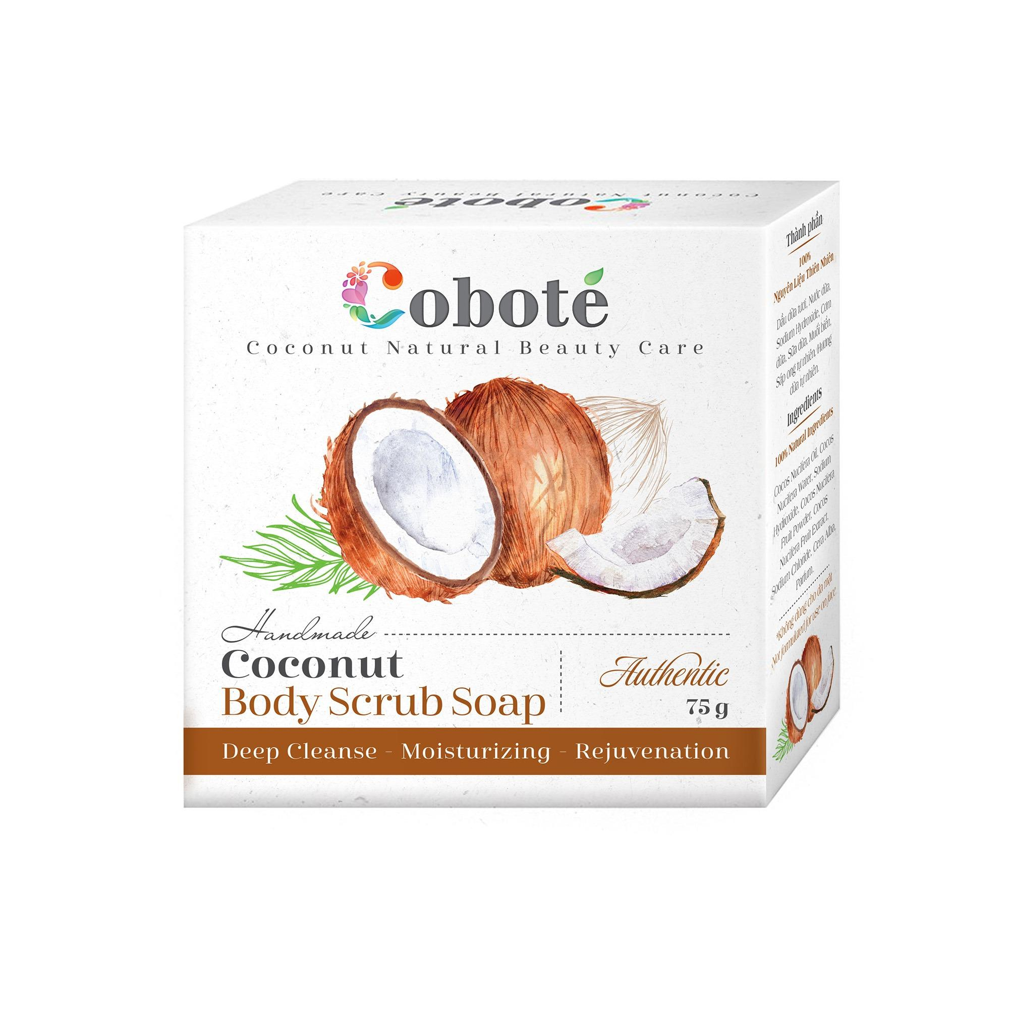 Xà bông dừa Tẩy tế bào chết Coboté - Hương dừa -Handmade - 100% thiên nhiên - Công thức dừa toàn phần