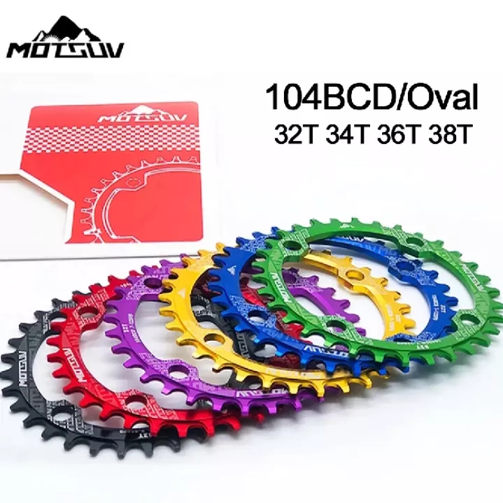 MOTSUV 104BCD Oval Narrow Wide Chainring MTB Mountain bike bicycle 32T 34T 36T 38T crankset Single Tooth plate Parts 104 BCD