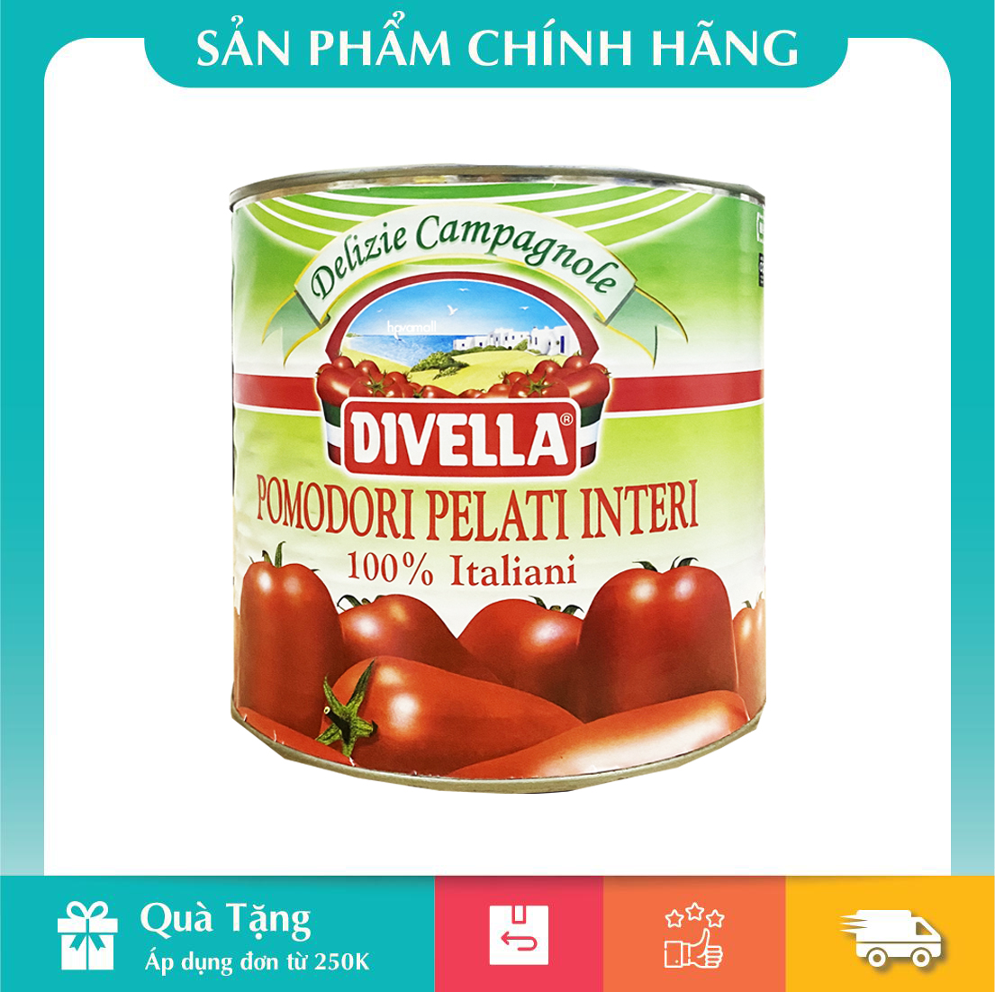 Cà chua bóc vỏ divella 2500gr