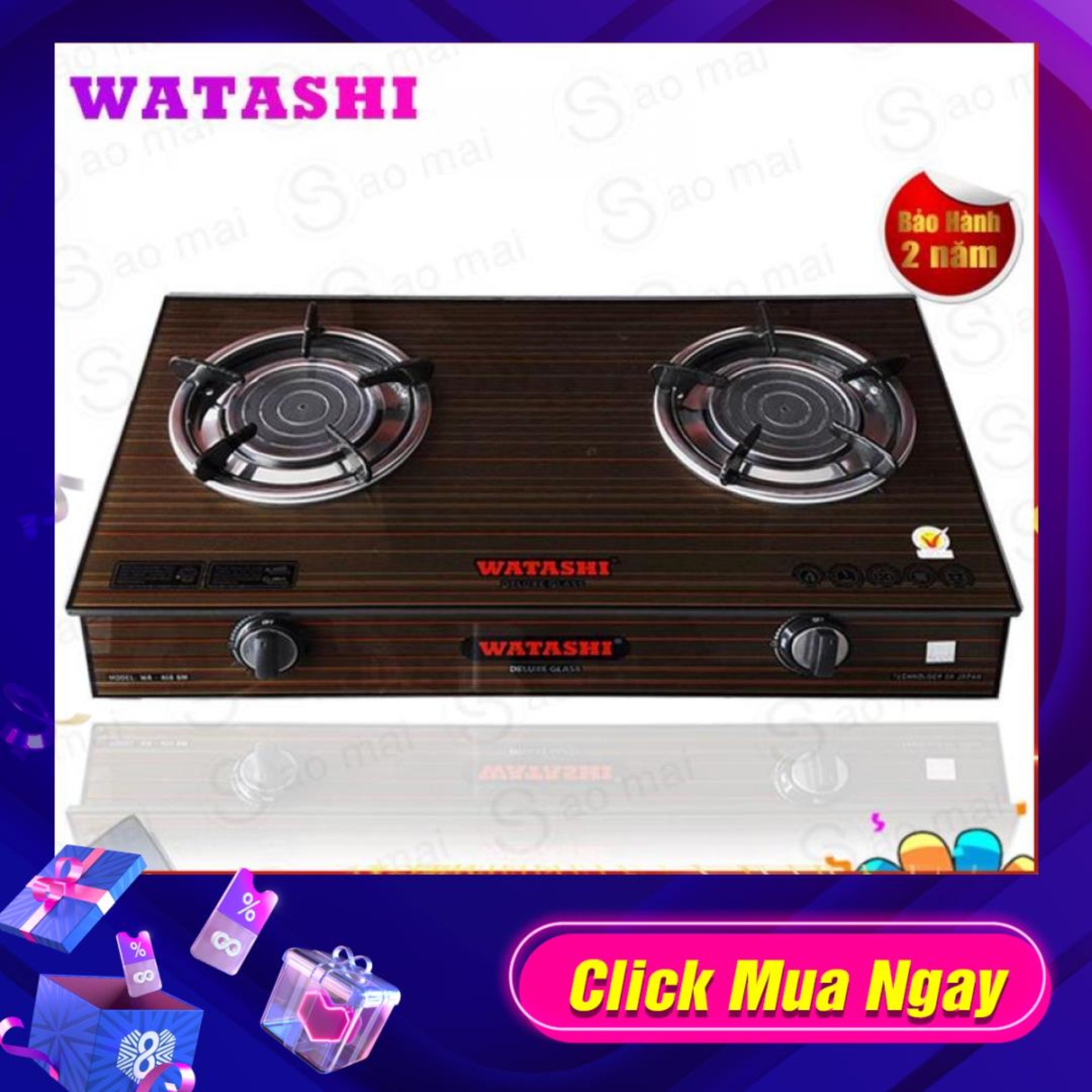 Bếp gas đôi hồng ngoại cao cấp watashi wa-468bm tiết kiệm gas