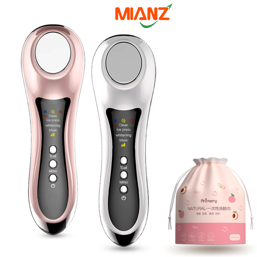 Combo máy điện di tinh chất nóng lạnh MIANZ chăm sóc da mặt, tẩy trang và lớp trang điểm, đắp mặt nạ, máy massage mặt nóng lạnh dưỡng da kèm khăn giấy tẩy trang rửa mặt đa năng MIANZ GROUP
