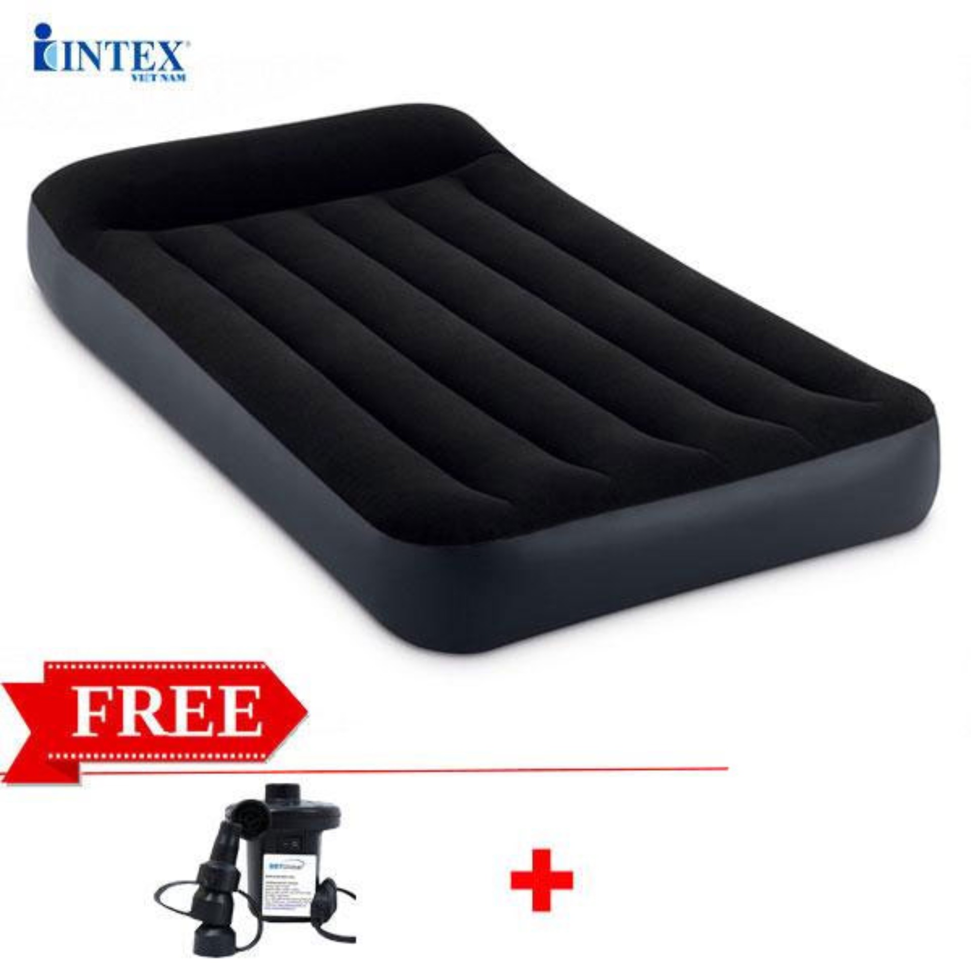 Đệm hơi đơn/ đôi công nghệ mới kèm gối đầu INTEX đủ size, nệm hơi intex, nệm hơi 2 người nằm, êm ái thoáng khí, di chuyển dễ dàng - Tặng kèm bơm điện, Bảo hành 12 tháng