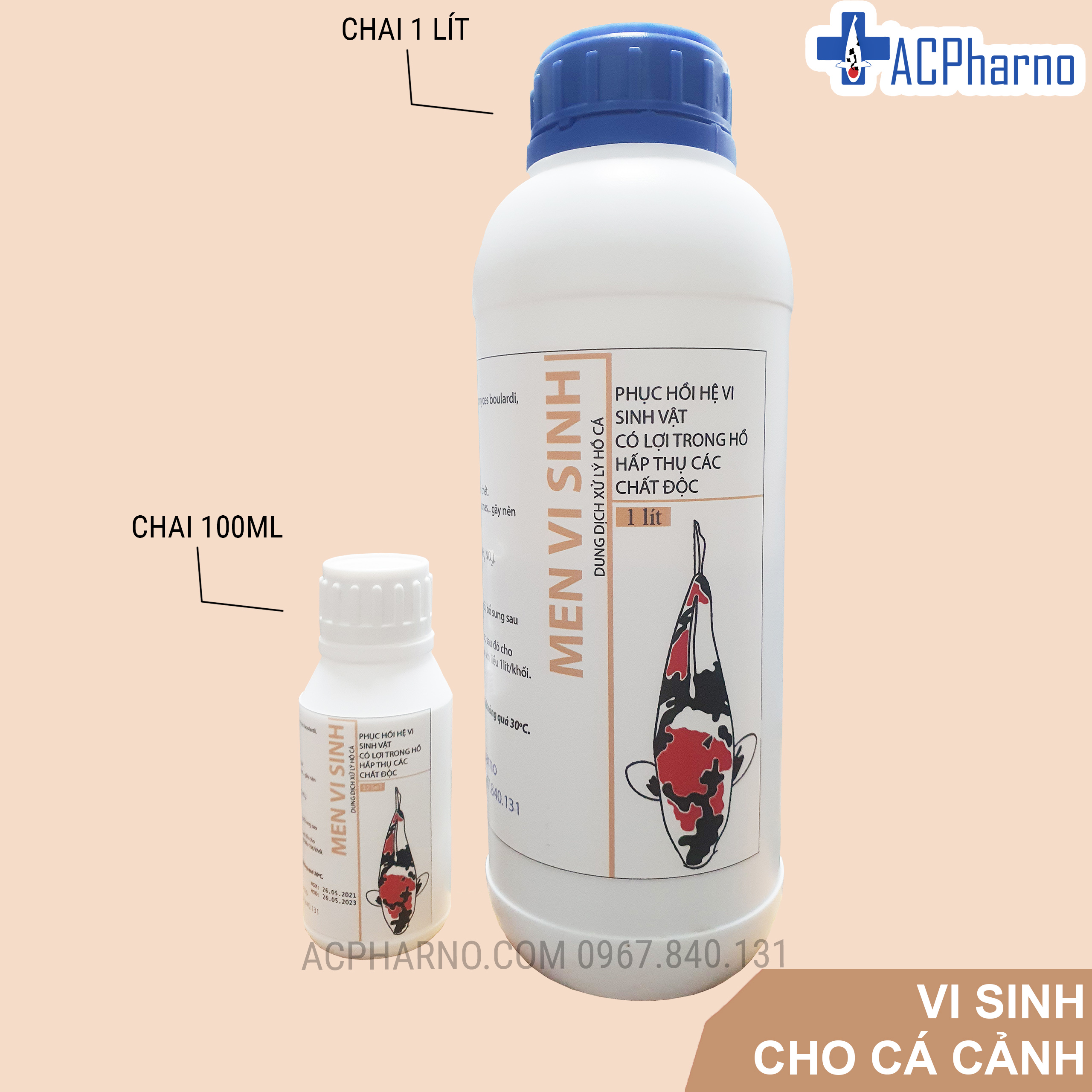 [HCM]Men vi sinh dung dịch 1 lít dành cho cá Koi chép nhật Achaupharm  Phân hủy chất thải hữu cơ phụ