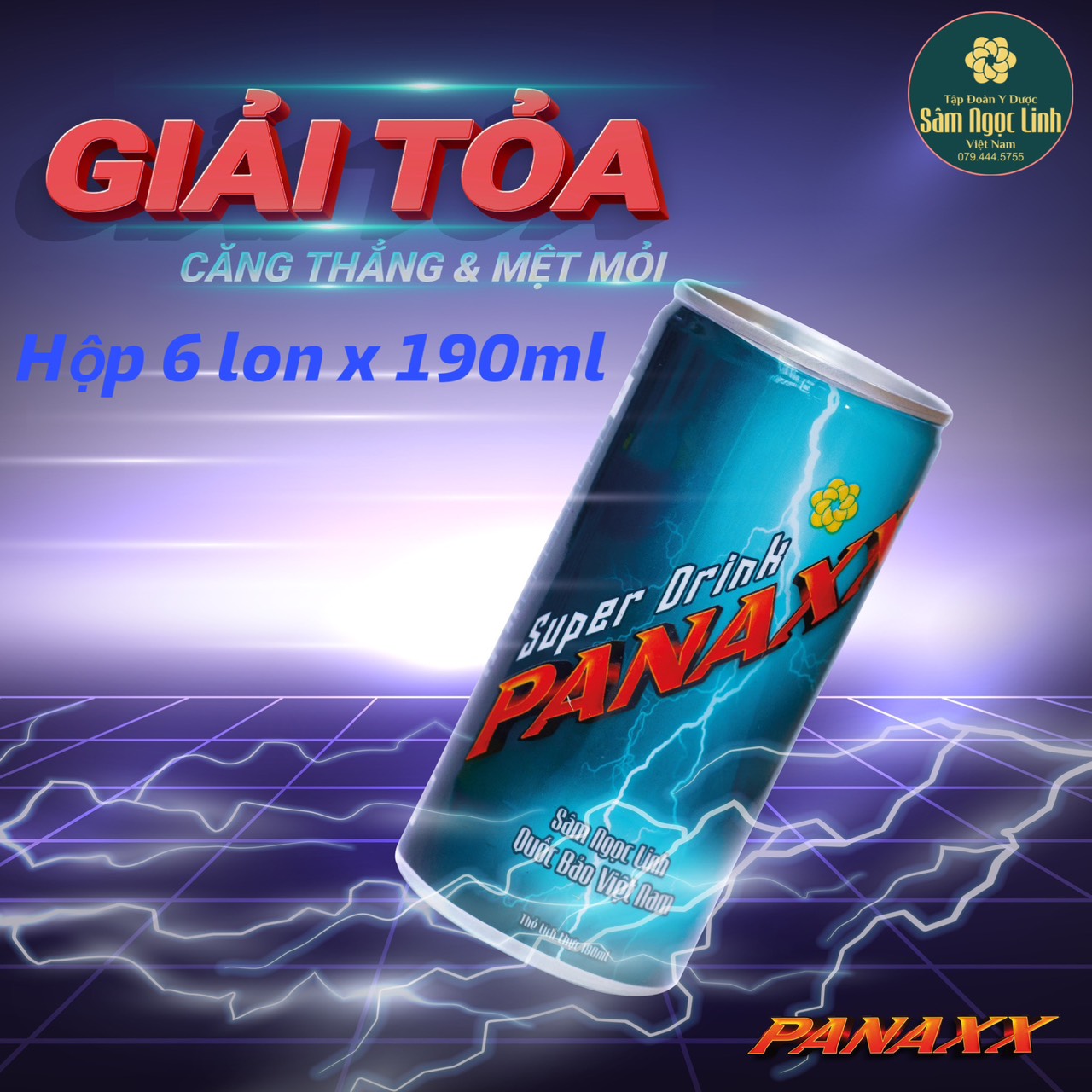 Hộp 6 lon nước tăng lực sâm ngọc linh super drink panaxx 190ml/lon